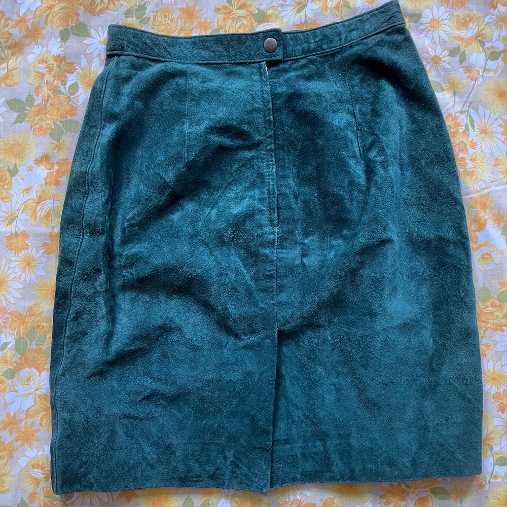 Forest Green Gitano Leather Mini Skirt